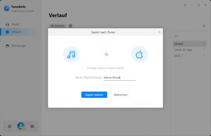 Das Exportieren starten