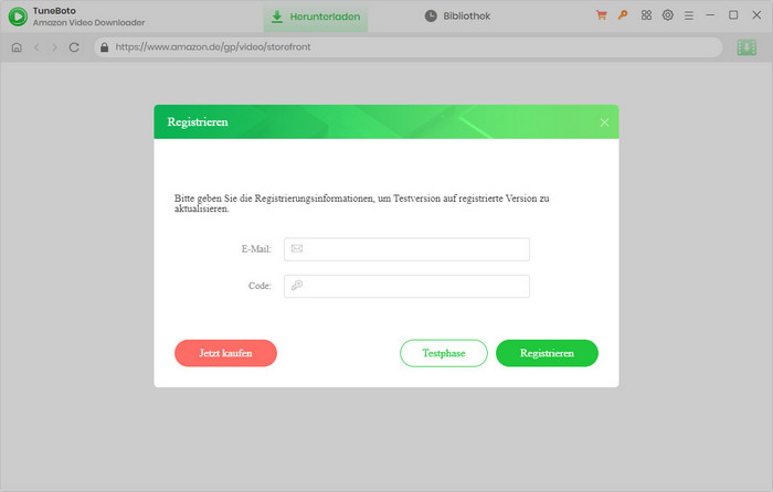 TuneBoto Amazon Video Downloader registrieren