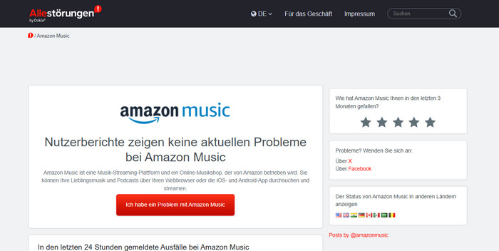 Amazon Music bei Allestörungen