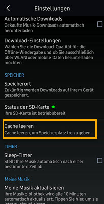 Amazon Music Cache auf Android leeren