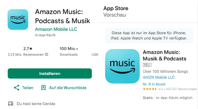 Amazon Music neu installieren