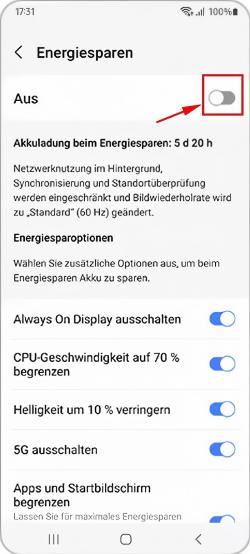 Energiesparmodus deaktivieren