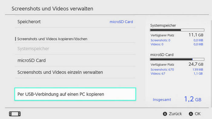 Nintendo Switch Videos auf PC verschieben