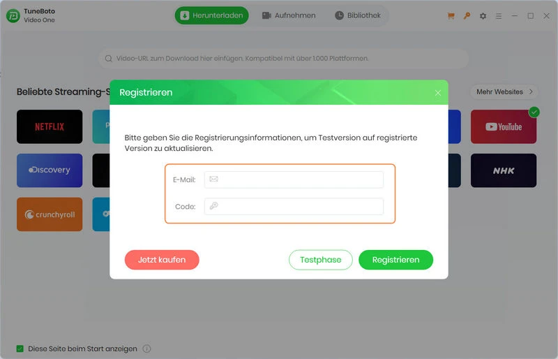 TuneBoto registrieren