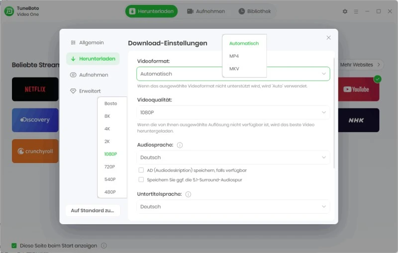 Ausgabeeinstellungen